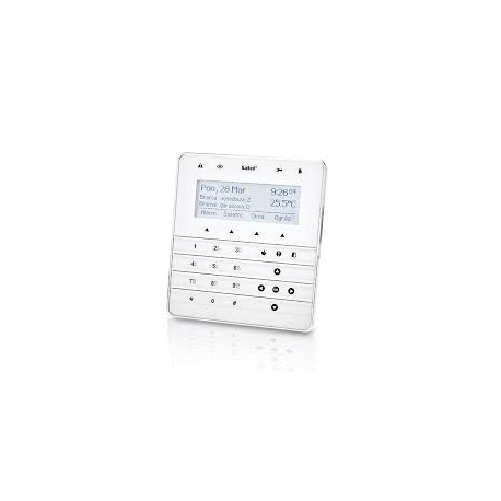 INT-KSG-WSW CLAVIER TACTILE AVEC GRAND ECRAN DE COMMANDE LCD ET TOUCHES DE COMMANDE MACRO (FACE AVANT BLANC,CADRE ARGENTE, FOND 